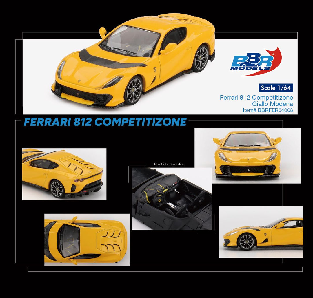 [Preorder] BBR Model 1:64 Ferrari 812 Competitizone Giallo Modena BBRFER64008