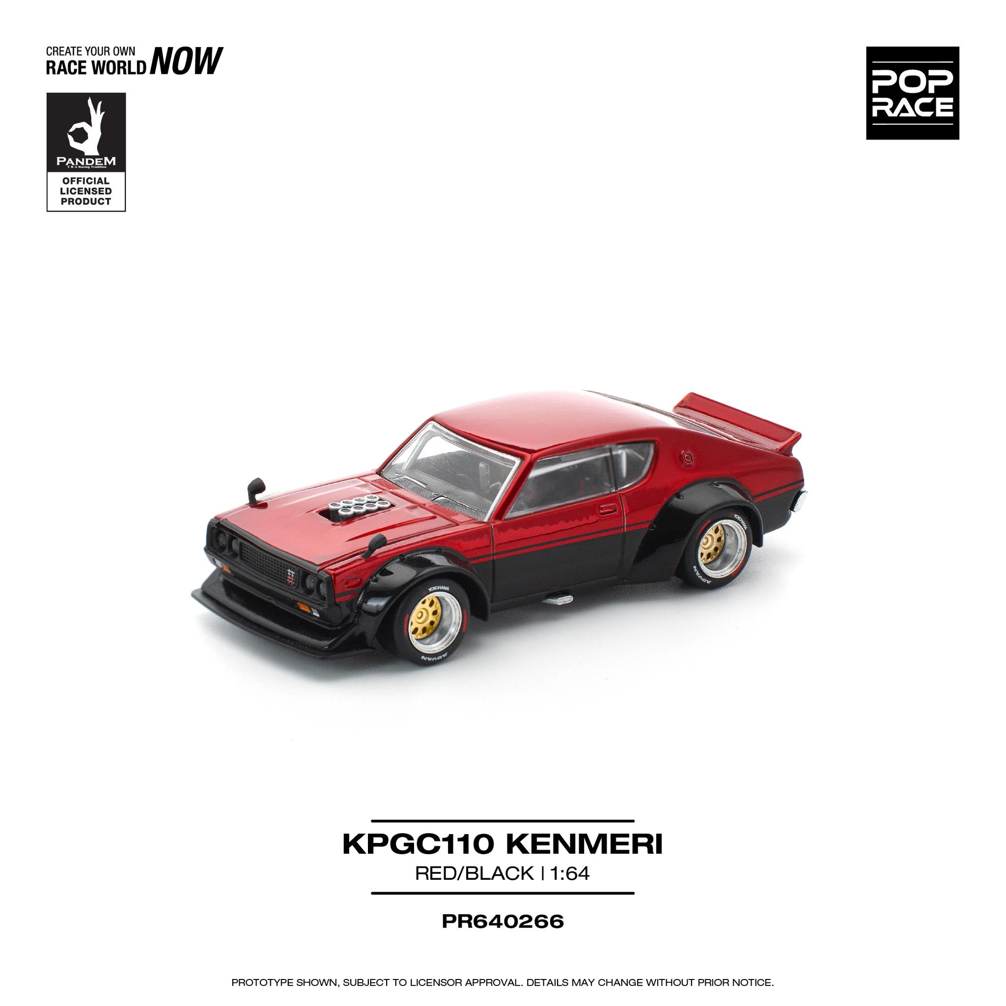 Preorder] POPRACE 1:64 Nissan KPGC110 KENMERI - RED/BLACK