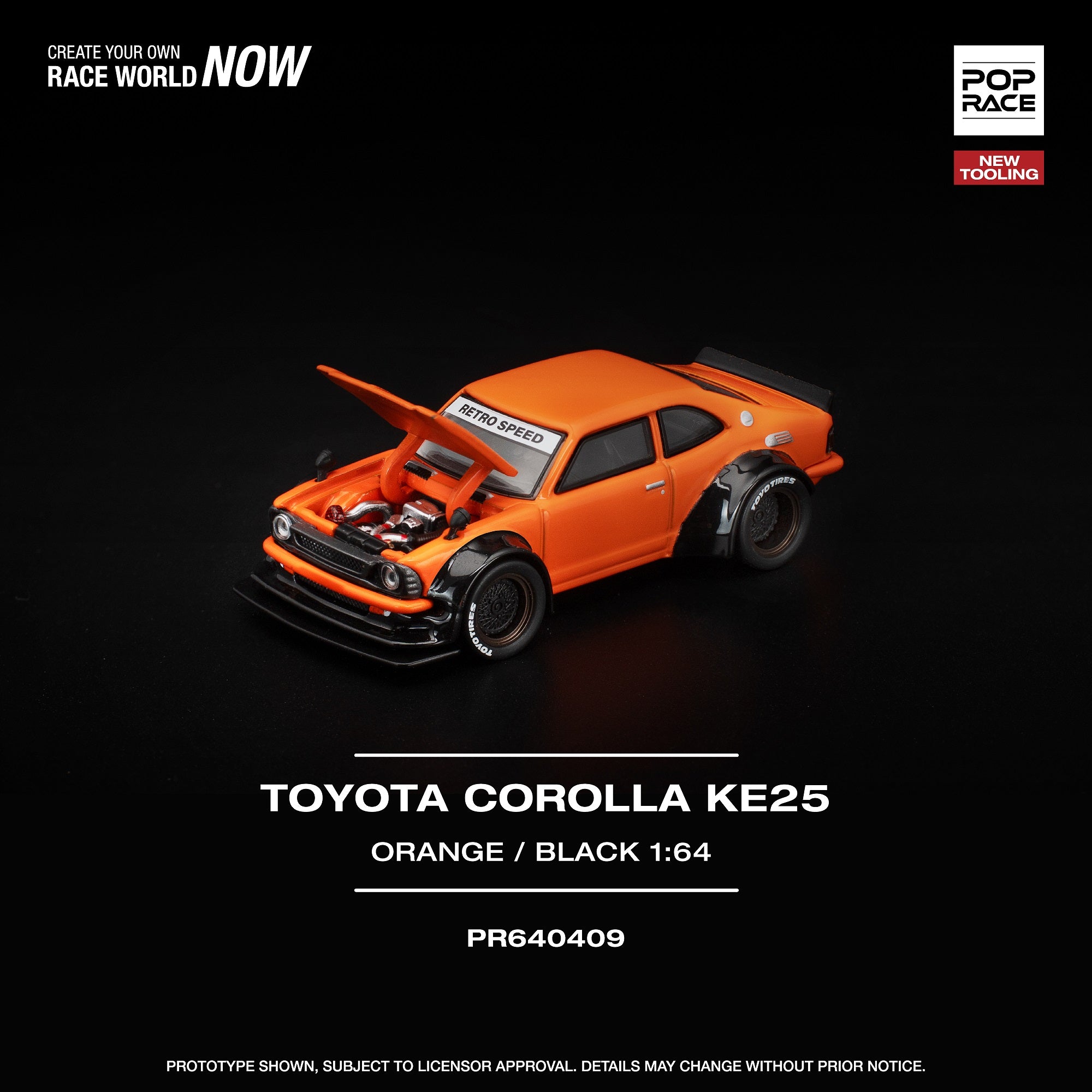 Preorder] POPRACE 1:64 Toyota Corolla KE25 Orange PR640409