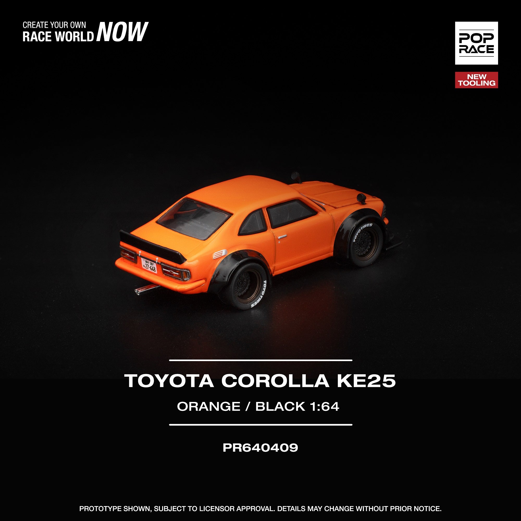 Preorder] POPRACE 1:64 Toyota Corolla KE25 Orange PR640409