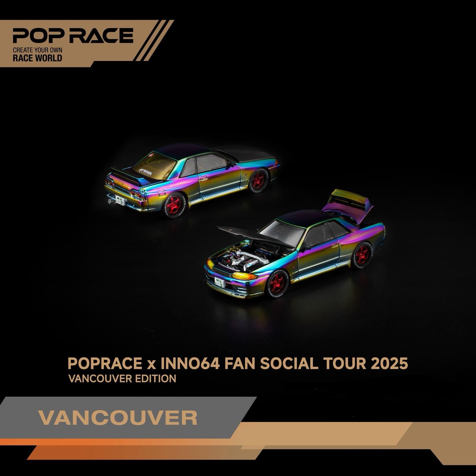 POPRACE 1:64 SKYLINE GT-R R32 Magic Chrome VANCOUVER Edition