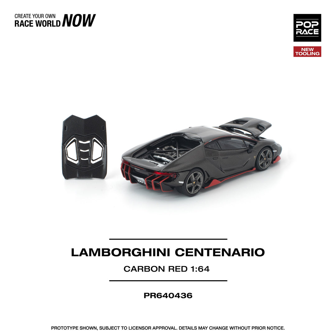 [Preorder] POPRACE 1:64 LAMBORGHINI CENTENARIO CARBON/RED PR640436