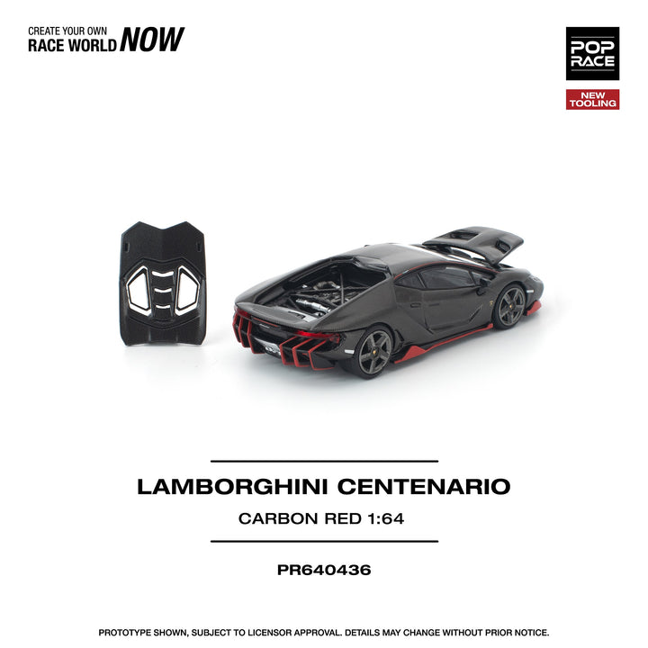[Preorder] POPRACE 1:64 LAMBORGHINI CENTENARIO CARBON/RED PR640436