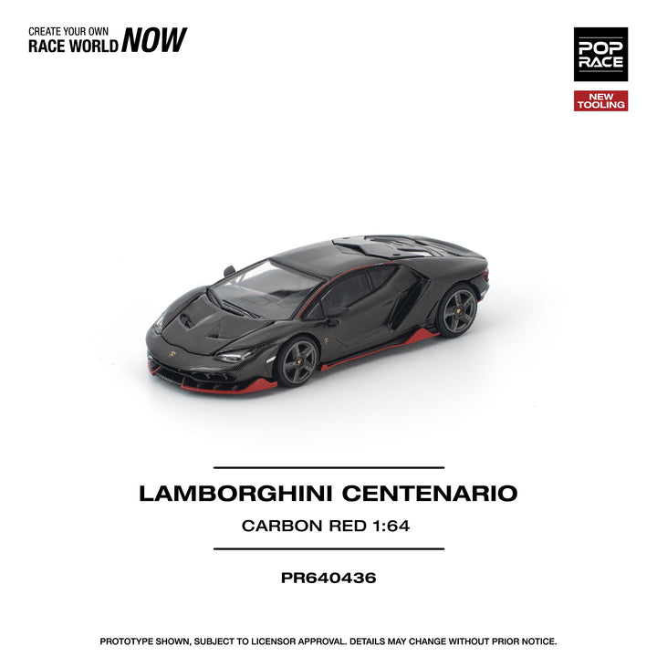 [Preorder] POPRACE 1:64 LAMBORGHINI CENTENARIO CARBON/RED PR640436