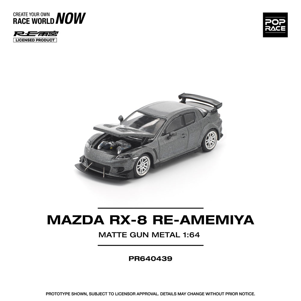 [Preorder] POPRACE 1:64 MAZDA RX-8 RE-AMEMIYA GUN METAL PR640439