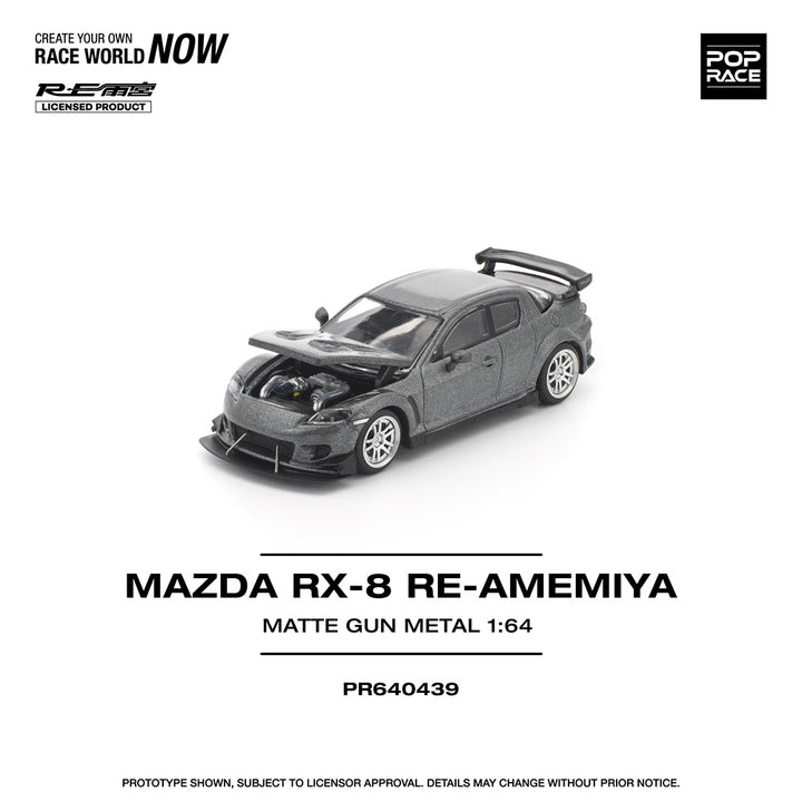 [Preorder] POPRACE 1:64 MAZDA RX-8 RE-AMEMIYA GUN METAL PR640439