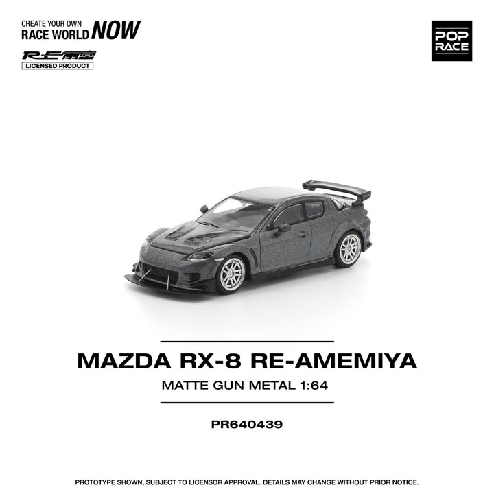 [Preorder] POPRACE 1:64 MAZDA RX-8 RE-AMEMIYA GUN METAL PR640439