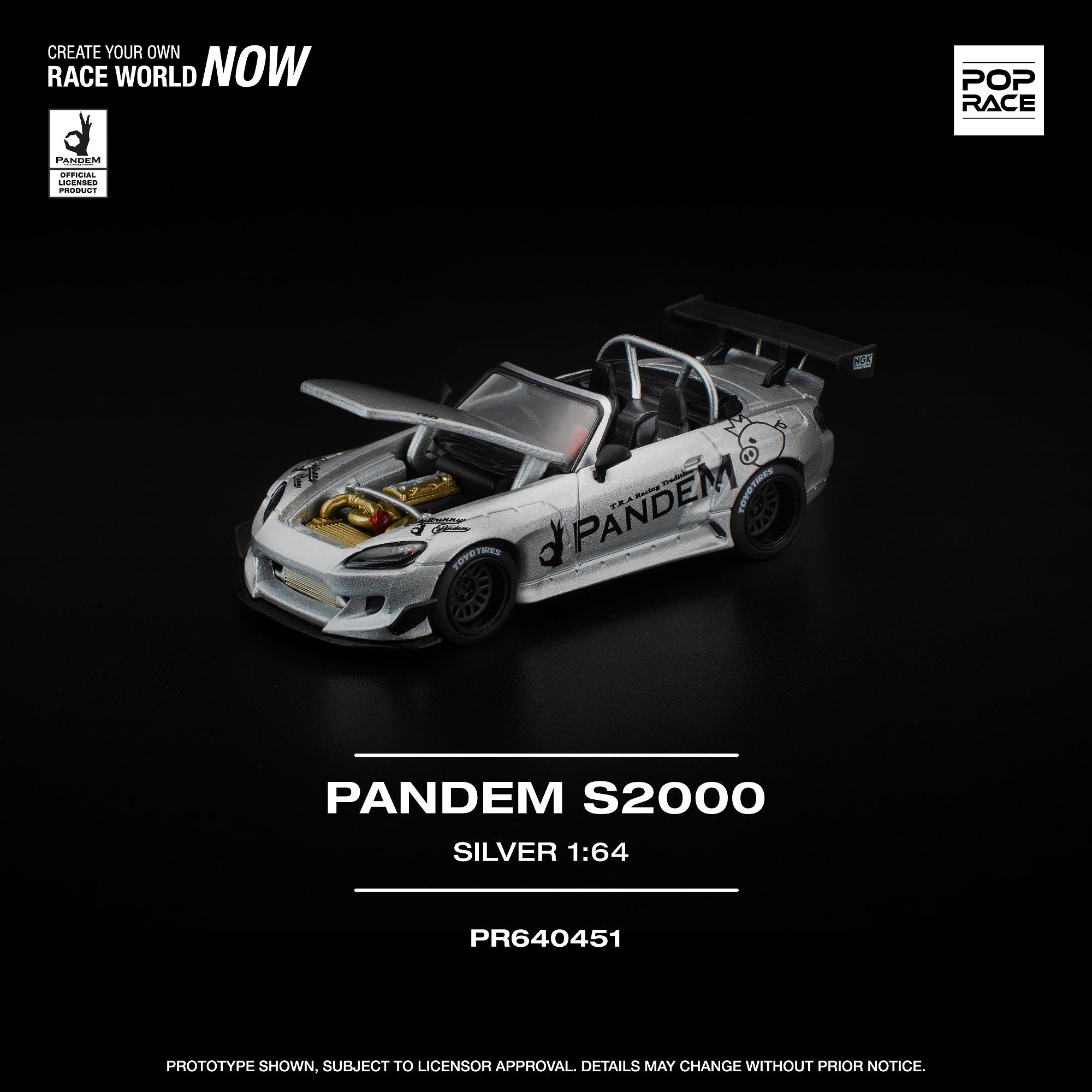 Preorder] POPRACE 1:64 PANDEM S2000 SILVER PR640451 – Horizon Diecast