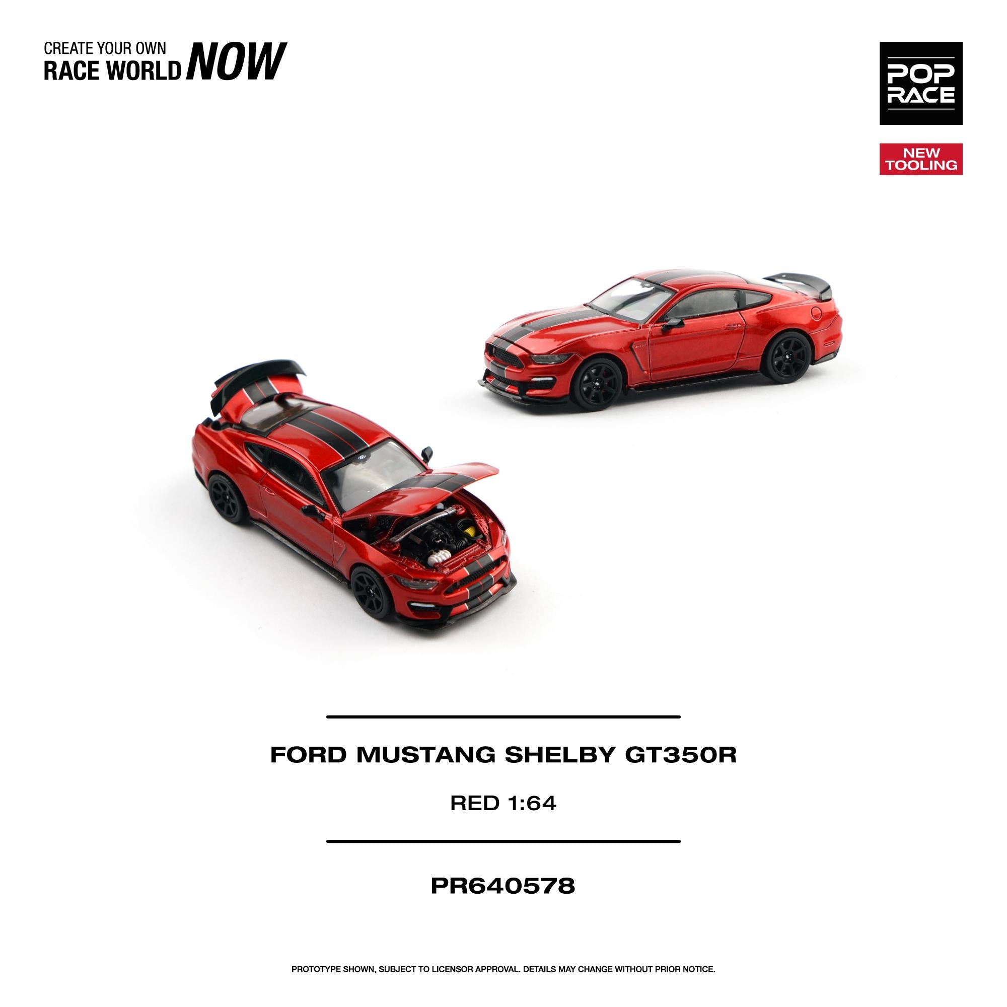 Preorder] POPRACE 1:64 FORD MUSTANG SHELBY GT350R RACE RED