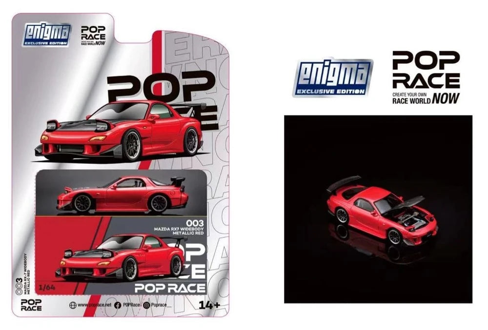 [Preorder] POPRACE x Enigma 1:64 Mazda Rx-7 (FD35) Widebody Metalic Red PRE003