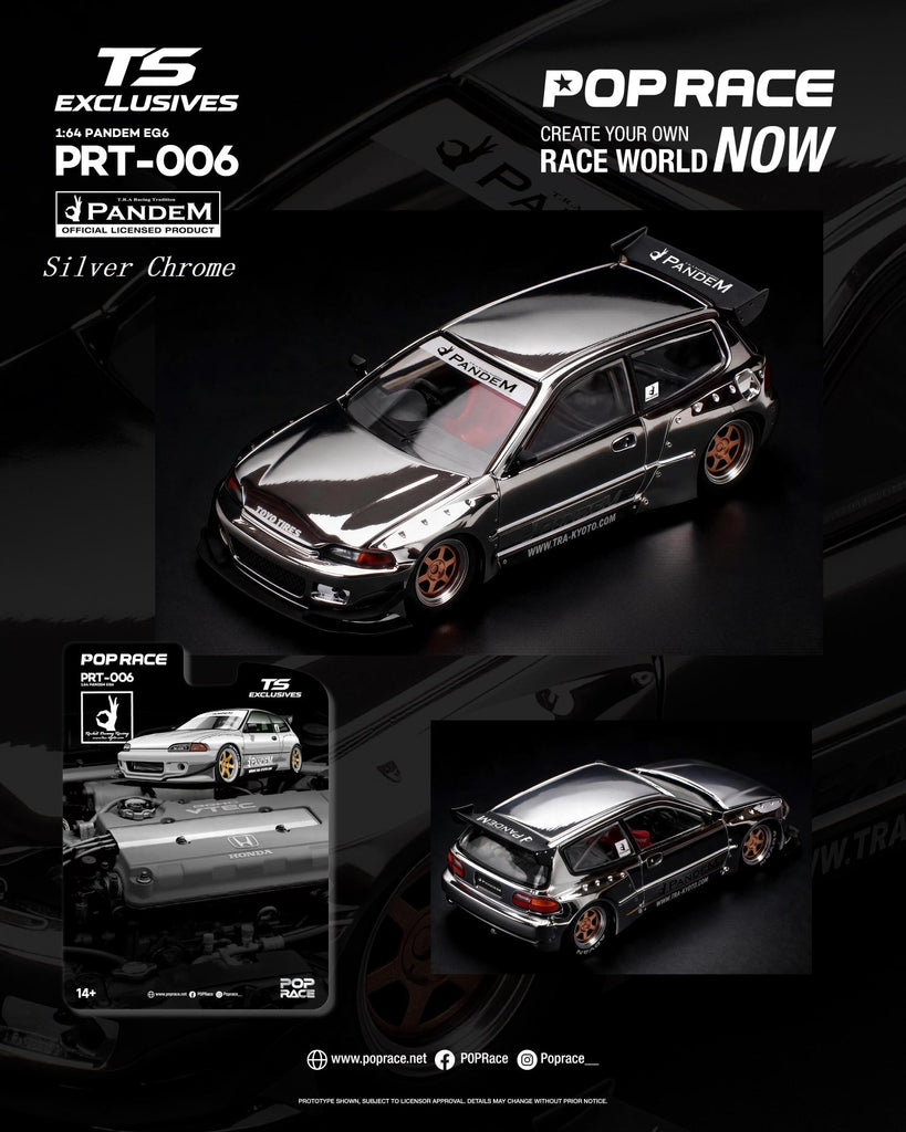 Preorder] POPRACE x TS Exclusives 1:64 PANDEM EG6 SILVER CHROME