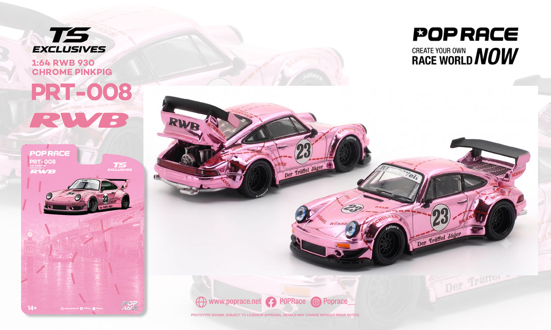 [Preorder] POPRACE x TS Exclusives 1:64 Exclusives 1/64 RWB 930 CHROME PINK PIG PRT008