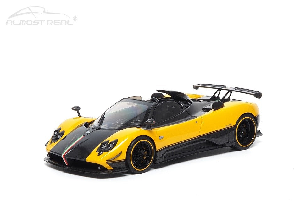 Pagani Zonda Cinque Roadster 2009 Giallo Ginevra - Almost Real / 1:18 / @almostrealmodels / 850613001 / Limited edition: 1008 pieces The Pagani Zonda Cinque Roadster is a breathtaking limited-edition supercar that Pagani Zonda Cinque Roadster 2009 Giallo Ginevra - Almost Real / 1:18 / @almostrealmodels / 850613001 / Limited edition: 1008 pieces The Pagani Zonda Cinque Roadster is a breathtaking limited-edition supercar that