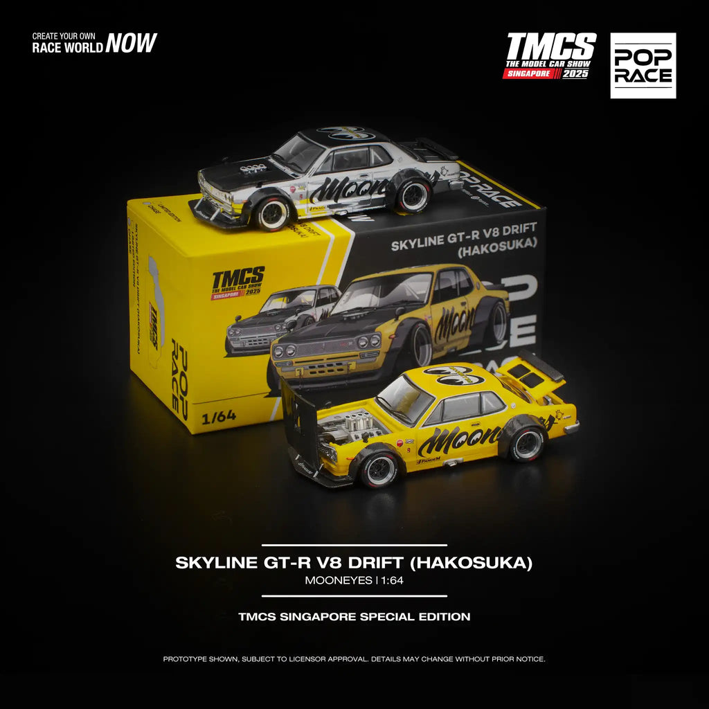 POPRACE 1:64 SKYLINE GT-R V8 DRIFT (HAKOSUKA) MOONEYES TMCS