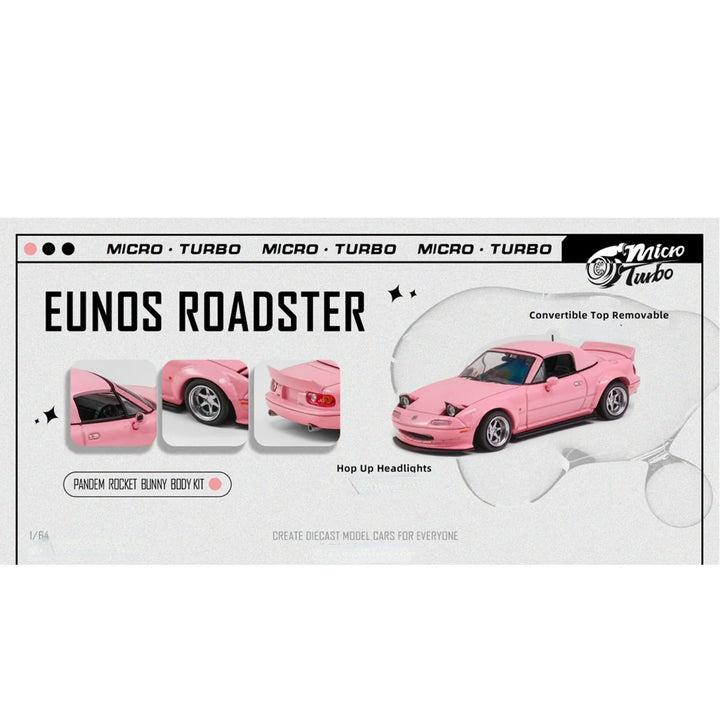 MicroTurbo 1:64 Mazda Miata Eunos Roaster NA Pandem Rocket Bunny Pink