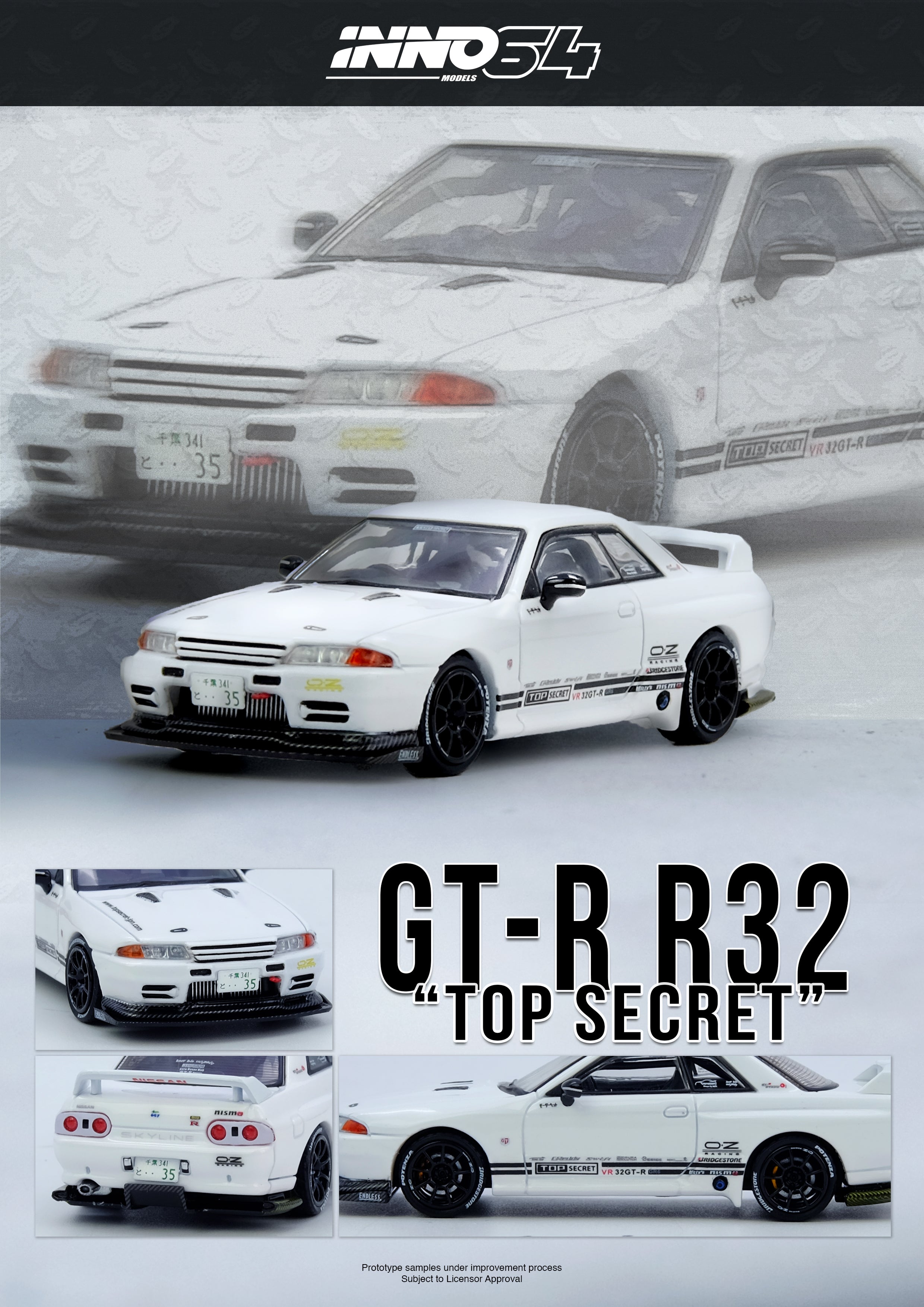 Preorder] Inno64 1:64 Nissan TOP SECRET VR32 GT-R White IN64