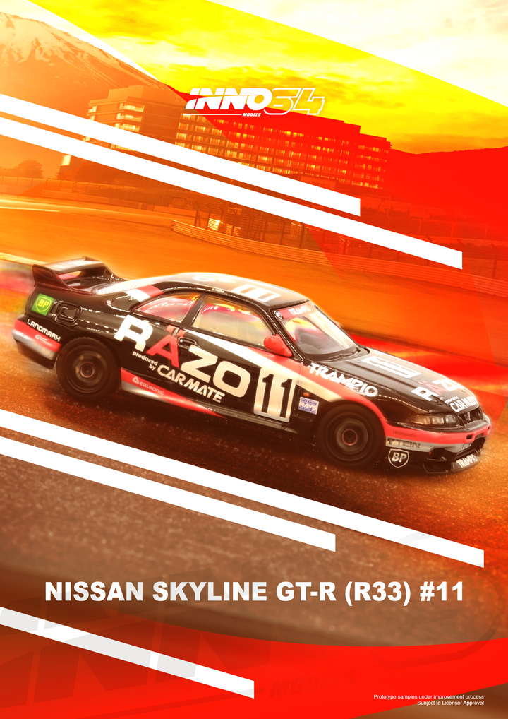 [Preorder] Inno64 1:64 NISSAN SKYLINE GT-R R33 #11 "RAZO TRAMPIO" N1 Super Endurance Series - SENDAN HIGHLAND 1995 Winner IN64-R33R-RAZO