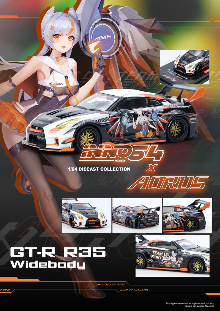 [Preorder] Inno64 1:64 GT-R R35 WIDEBODY AORUS X INNO64 Limited Edition IN64-R35LB-AORUS