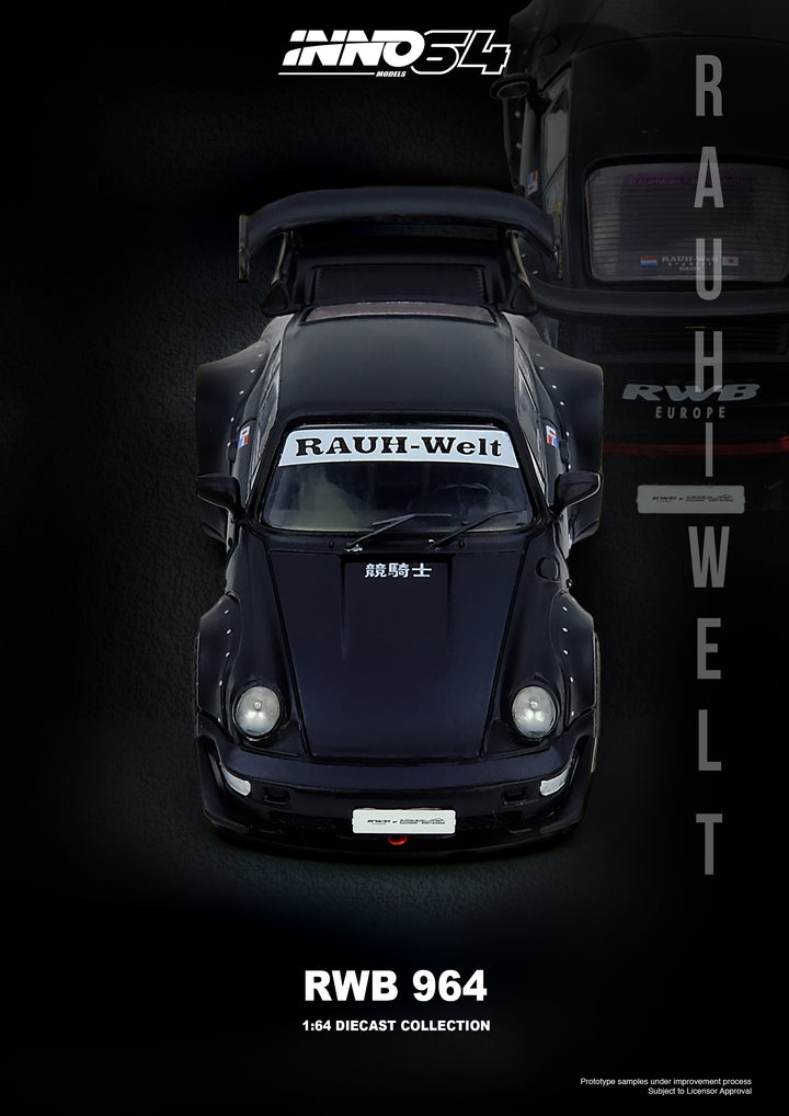 [Preorder] Inno64 1:64 Porsche RWB 964 Black Matt IN64-RWB964-BM
