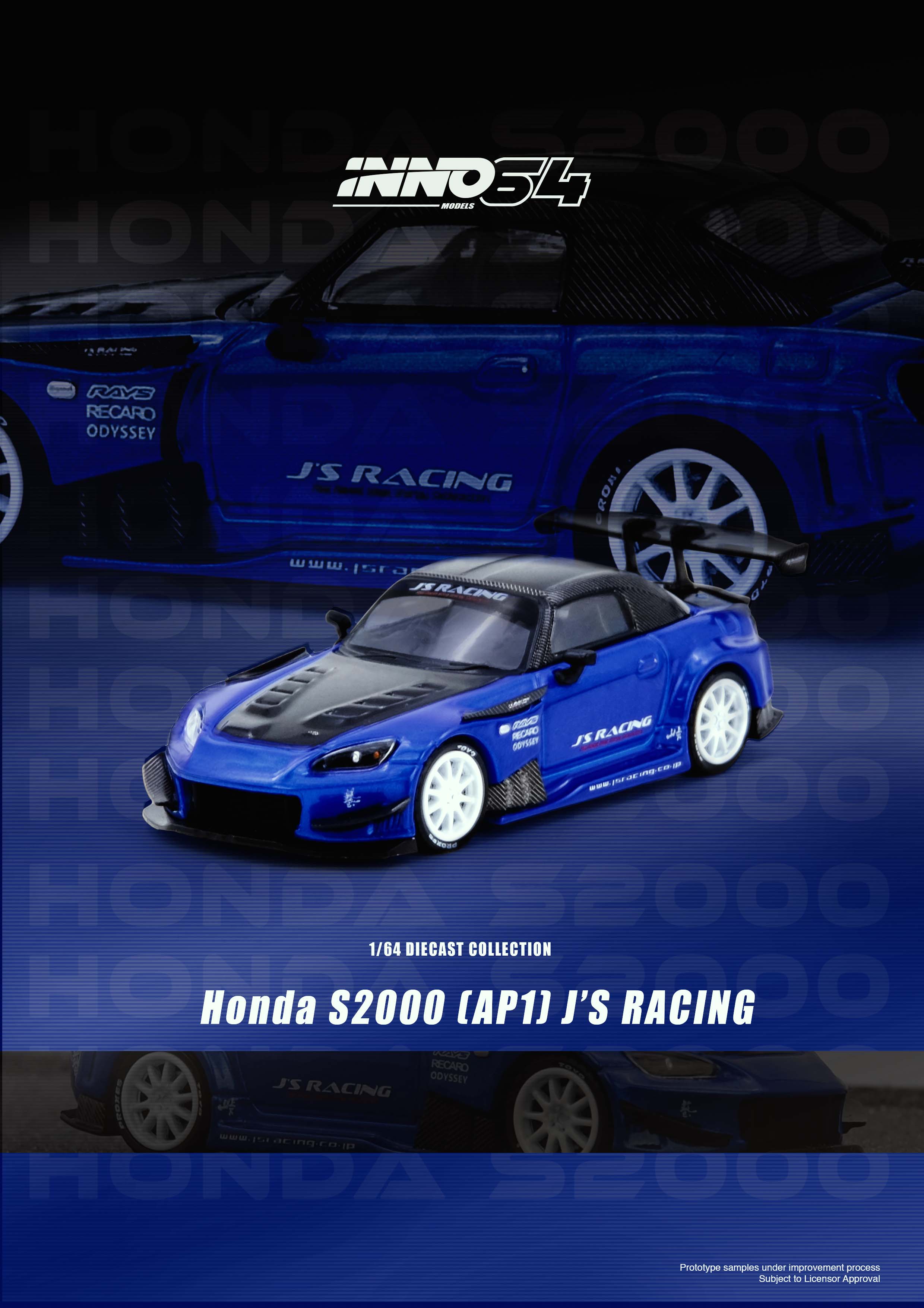 Preorder] Inno64 1:64 HONDA S2000 J'S RACING Blue IN64-S2000JS