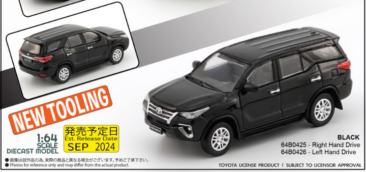 [Preorder] BM Creation 1:64 Toyota Fortuner 2018 - Black