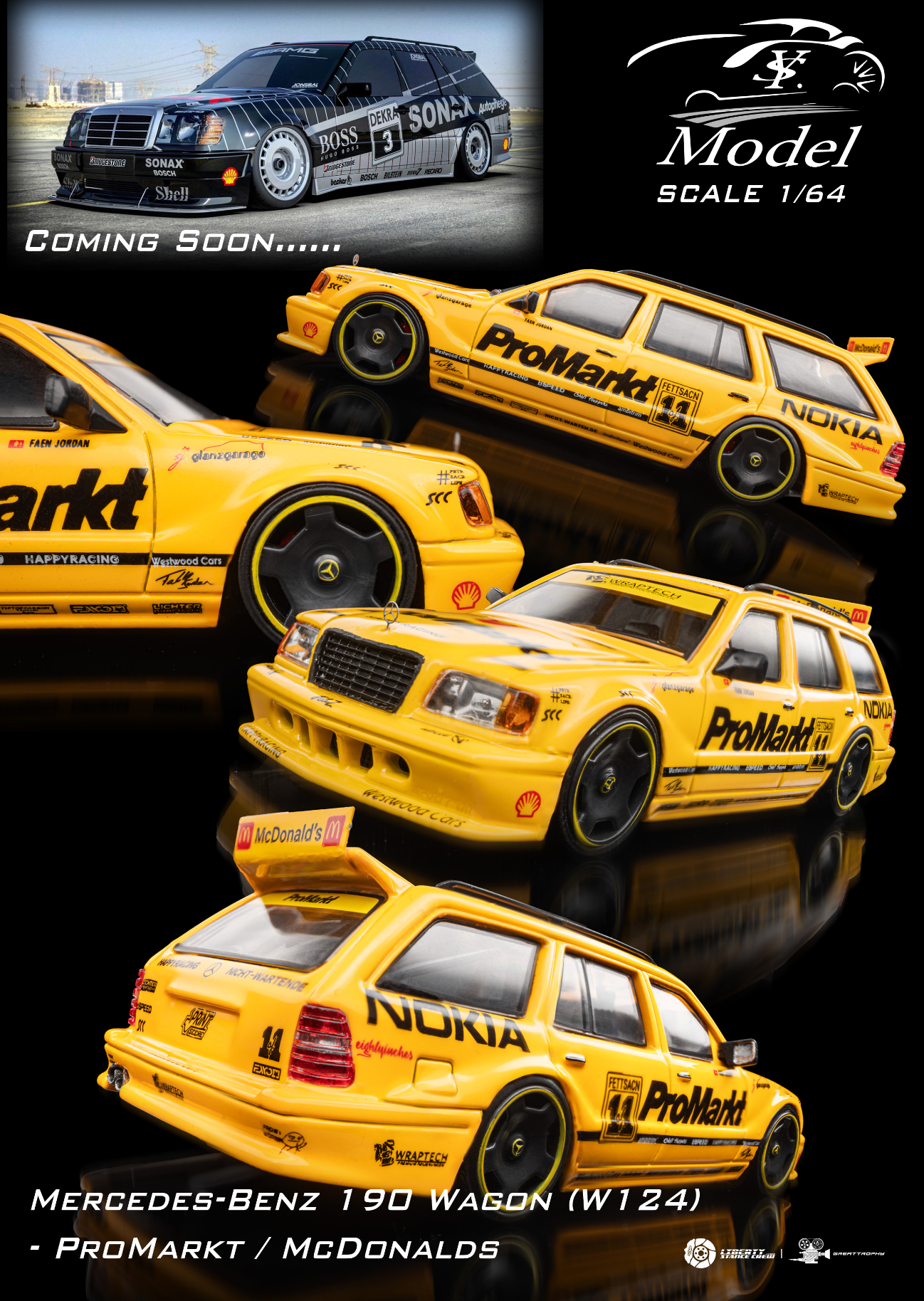 YS Model 1:64 Mercedes-Benz S124 modified version (2 Colours) – Horizon ...