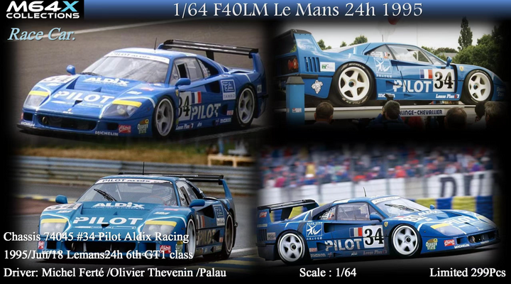 [Preorder] M64X 1:64 Classic F40 LM Race Car (7 Versions)