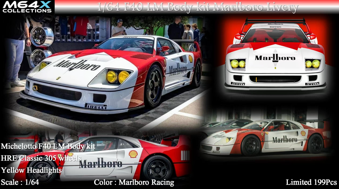 [Preorder] M64X 1:64 Classic F40 LM Race Car (7 Versions)