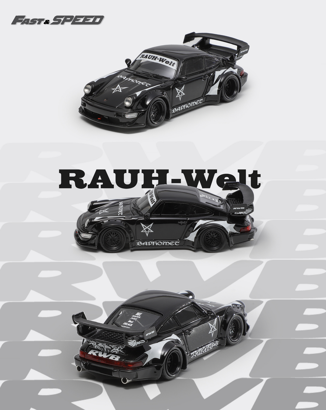 [Preorder] Fast Speed 1:64 Porsche Rauh-Welt RWB964 Wide-Body Modified (3 Versions)