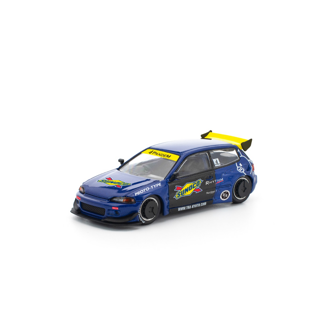 [Preorder] POPRACE 1:64 PANDEM HONDA CIVIC EG6 BLUE/BLACK PR640365
