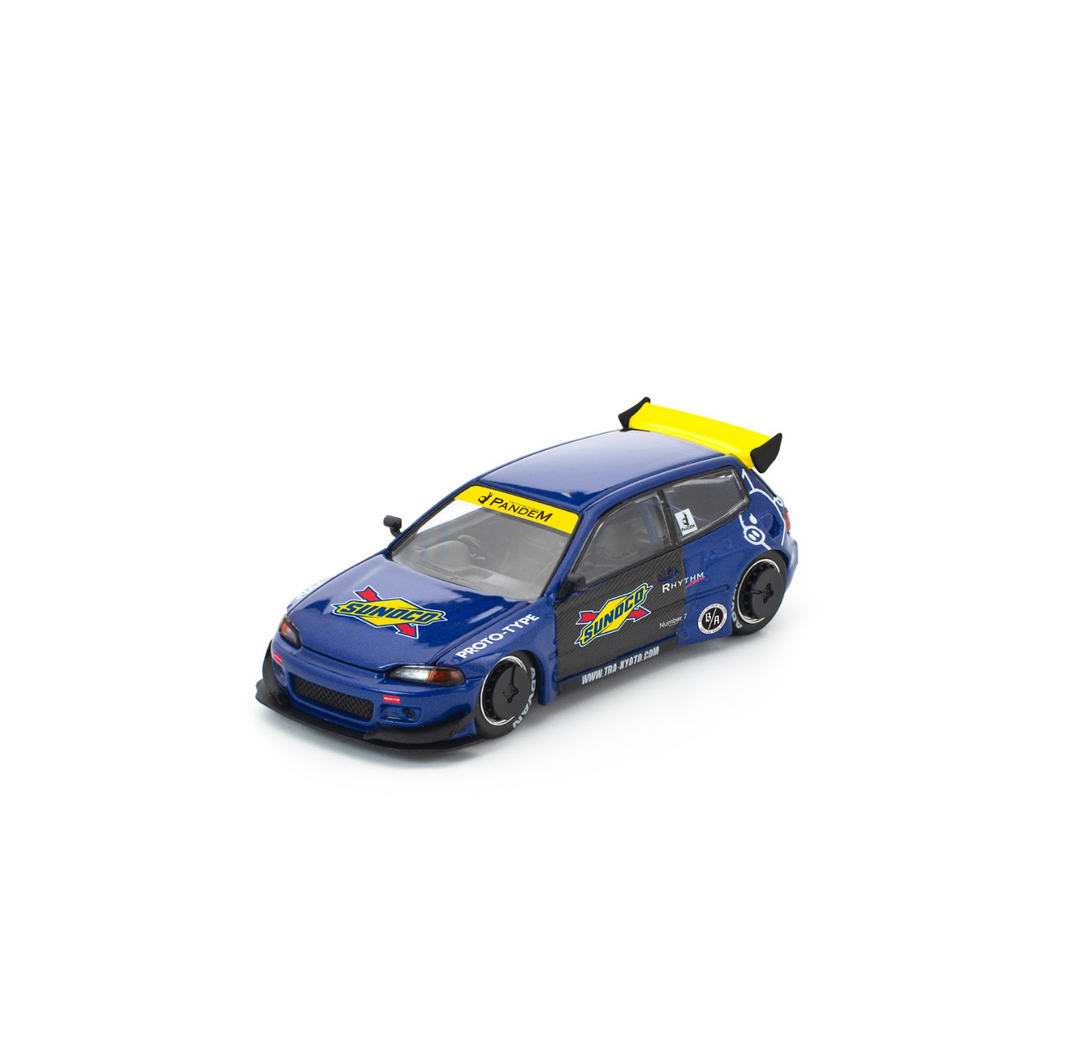 [Preorder] POPRACE 1:64 PANDEM HONDA CIVIC EG6 BLUE/BLACK PR640365
