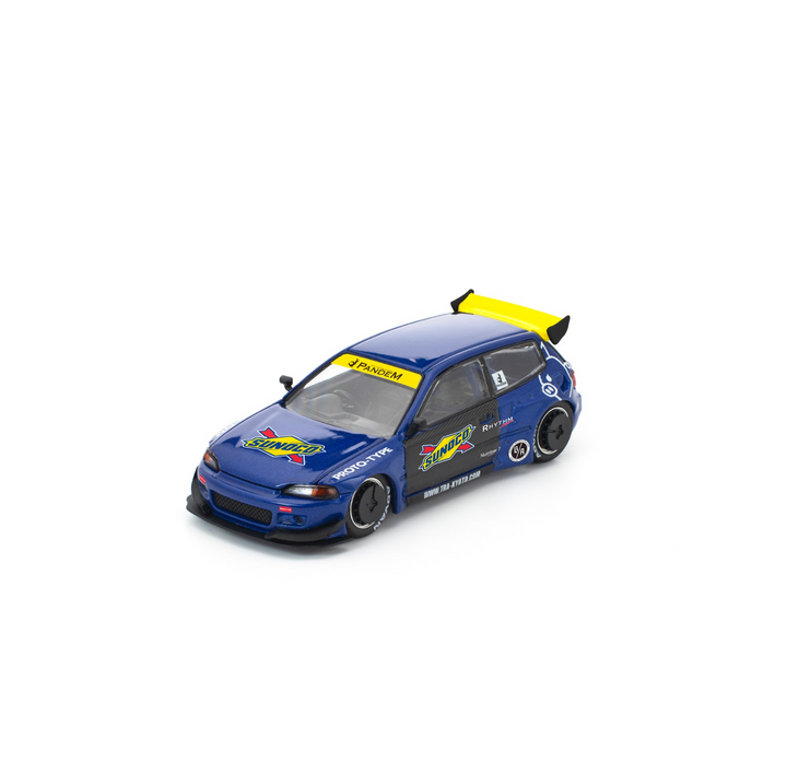 [Preorder] POPRACE 1:64 PANDEM HONDA CIVIC EG6 BLUE/BLACK PR640365