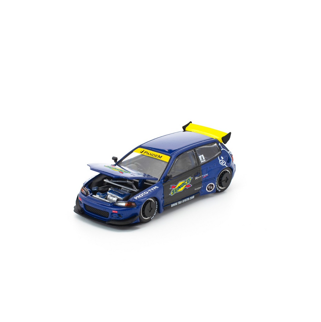 [Preorder] POPRACE 1:64 PANDEM HONDA CIVIC EG6 BLUE/BLACK PR640365