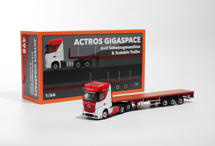 [Preorder] GCD 1:64 Mercedes-Benz Actros 3 axle tractor with retractable trailer (3 Colours)