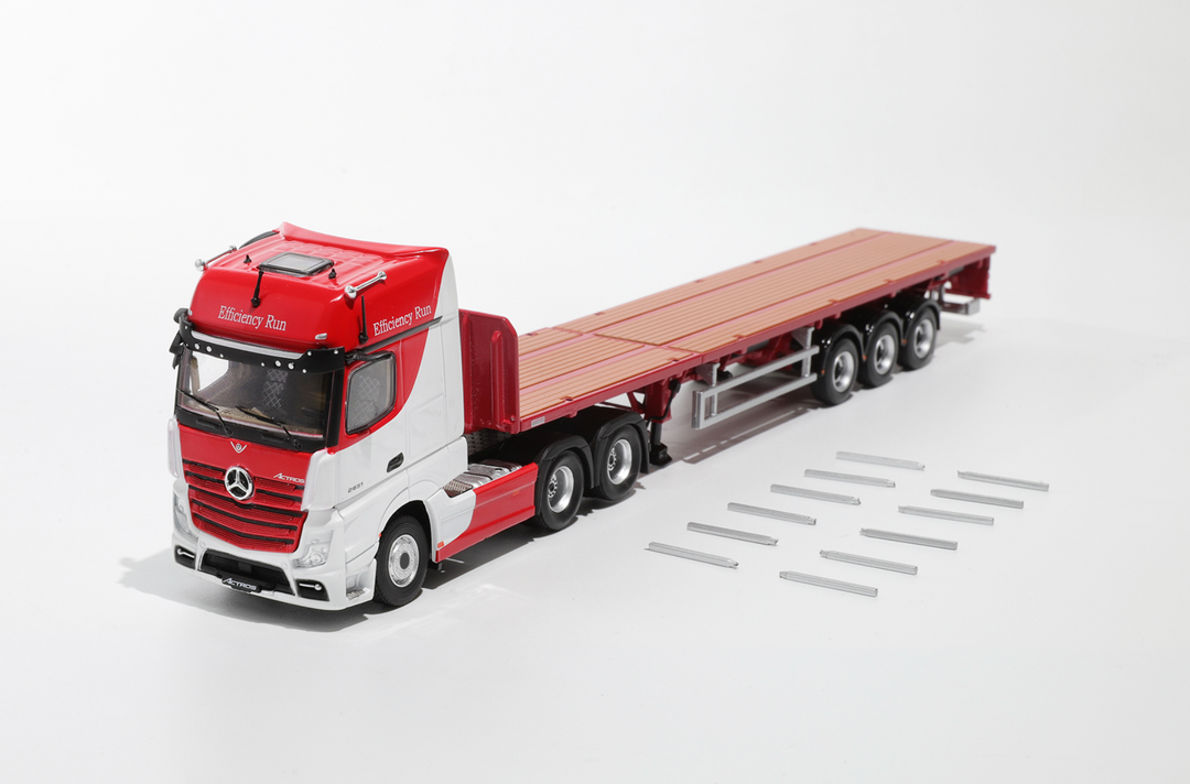 [Preorder] GCD 1:64 Mercedes-Benz Actros 3 axle tractor with retractable trailer (3 Colours)
