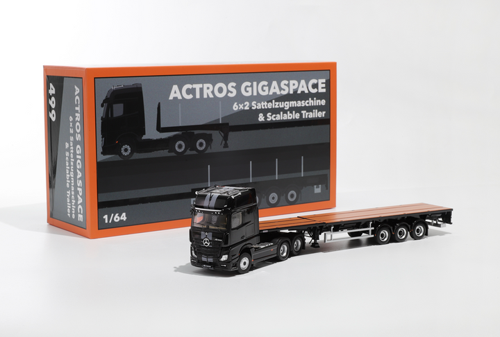 [Preorder] GCD 1:64 Mercedes-Benz Actros 3 axle tractor with retractable trailer (3 Colours)