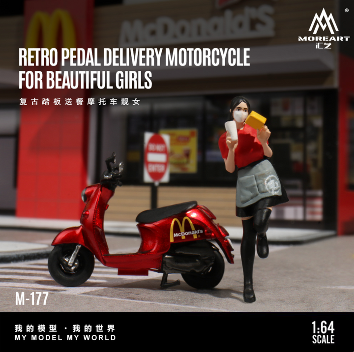 [Preorder] MoreArt 1:64 FOR BEAUTIFUL GIRLS RETRO PEDAL DELIVERY MOTORCYCLE MO222177