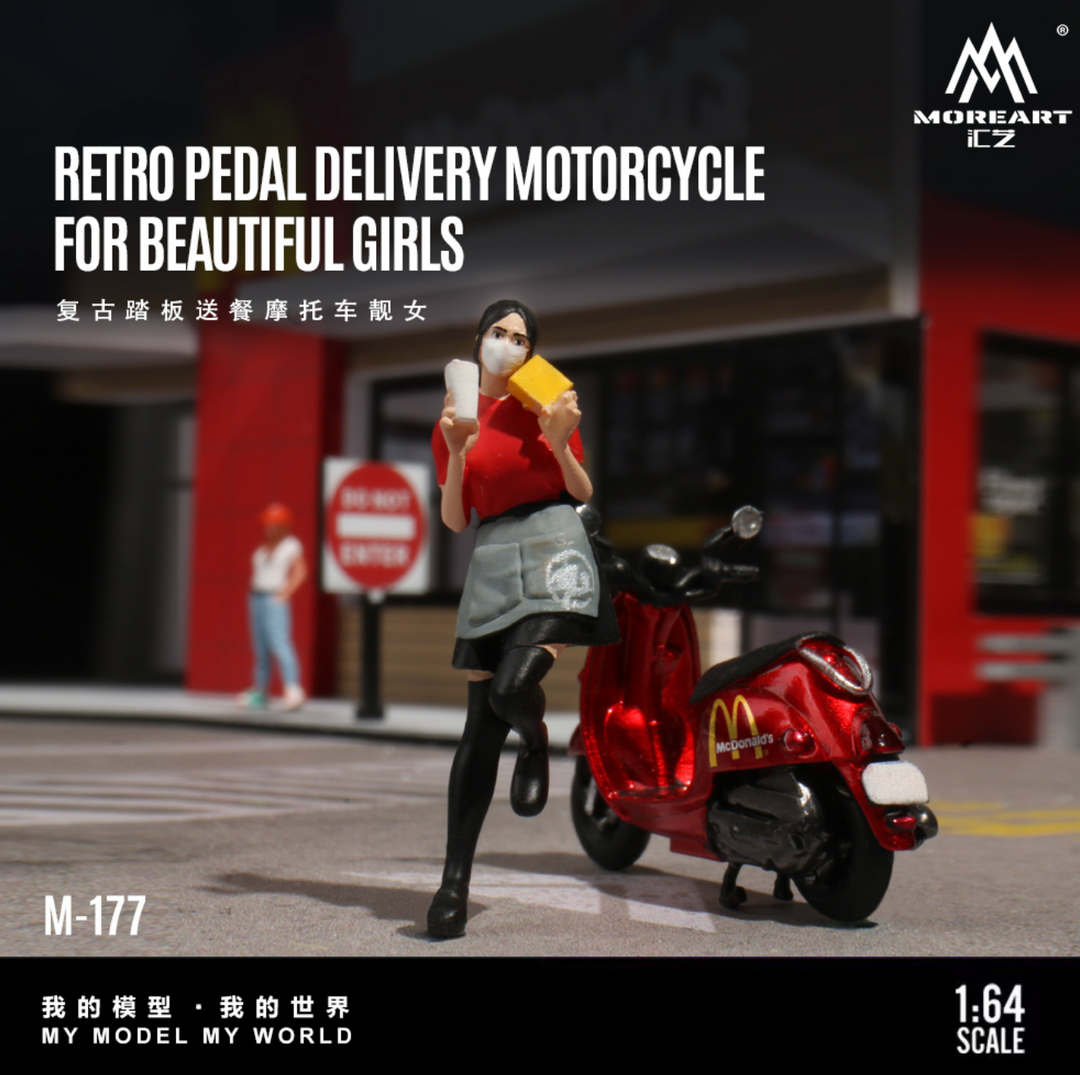 [Preorder] MoreArt 1:64 FOR BEAUTIFUL GIRLS RETRO PEDAL DELIVERY MOTORCYCLE MO222177