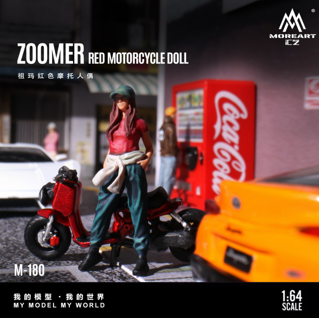 MoreArt 1:64 ZOOMER RED MOTORCYCLE DOLL MO222180 – Horizon Diecast