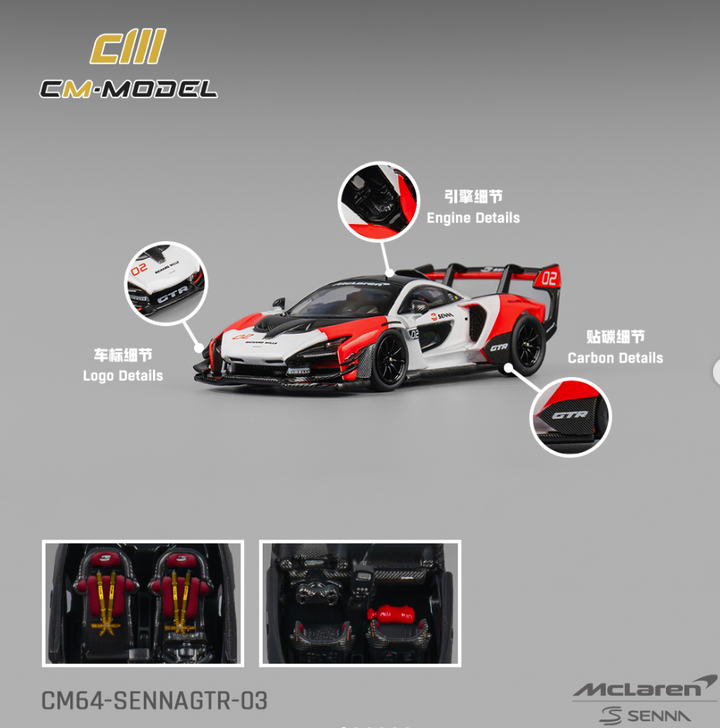 CM Model 1:64 Mclaren SennaGTR Red/ White  CM64-SennaGTR-03