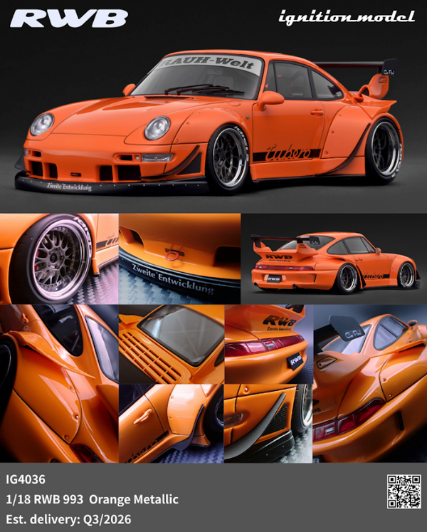 Preorder] Ignition Model 1:18 Porsche RWB 993 Orange Metallic
