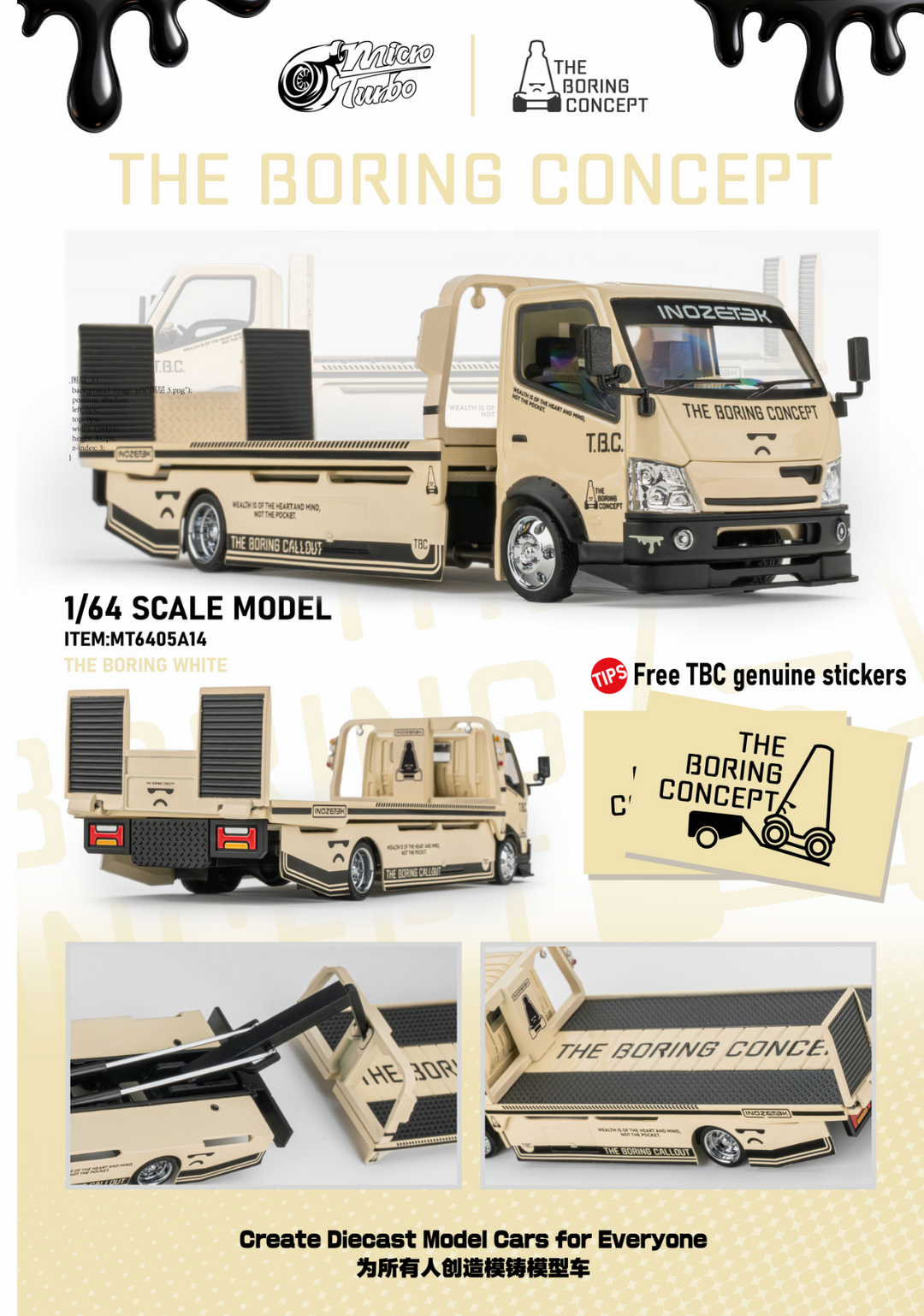 Microturbo 1:64 Custom Hauler - The Boring Concept White MT6405A14