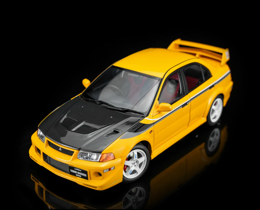 Motorhelix 1:18 Mitsubishi Lancer Evolution VI GSR T.M.E Yellow W/ CF Bonnet M84306