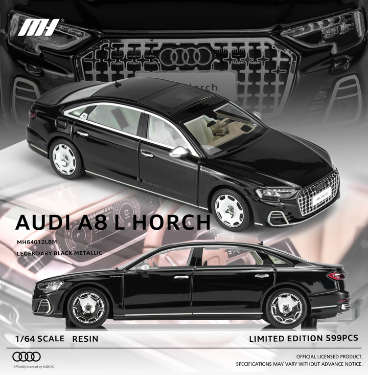[Preorder] MOTORHELIX 1:64 Audi A8 L Horch Legendary Black Metallic MH64012LBM