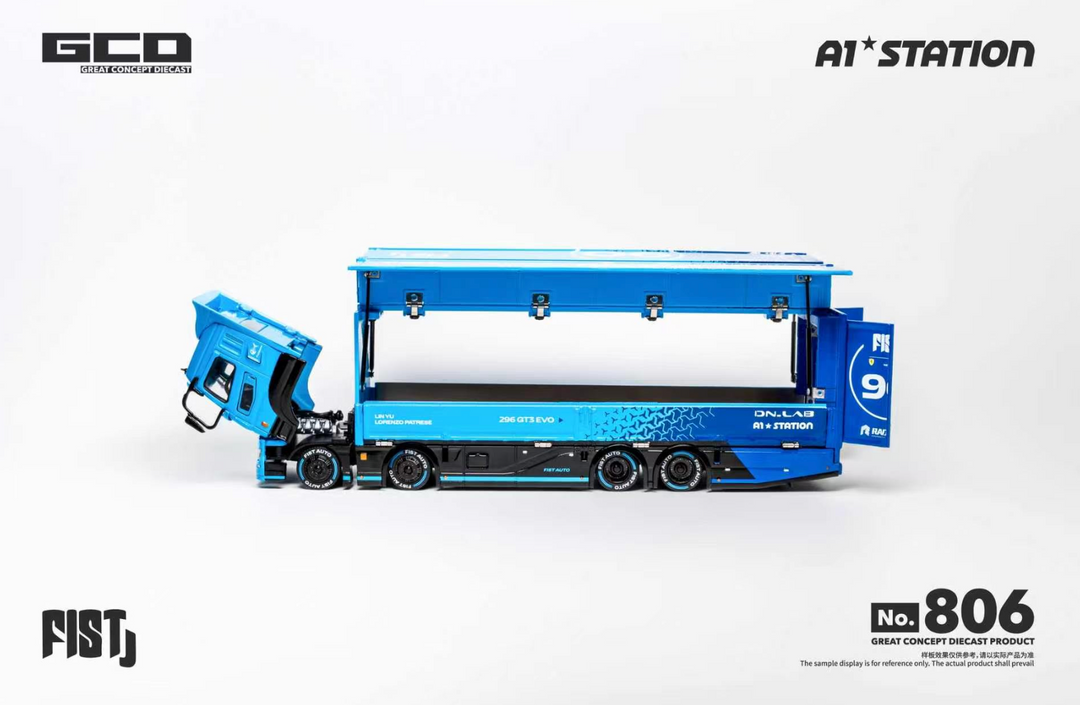 [Preorder] GCD x FIST x A1-STATION x Shoom64 1:64 LBWK MITSUBISHI FUSO SUPER GREAT and HINO 300 Custom Drop-Bed Car Carrier (2 Versions)