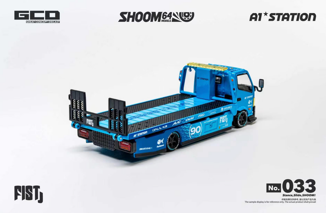 [Preorder] GCD x FIST x A1-STATION x Shoom64 1:64 LBWK MITSUBISHI FUSO SUPER GREAT and HINO 300 Custom Drop-Bed Car Carrier (2 Versions)