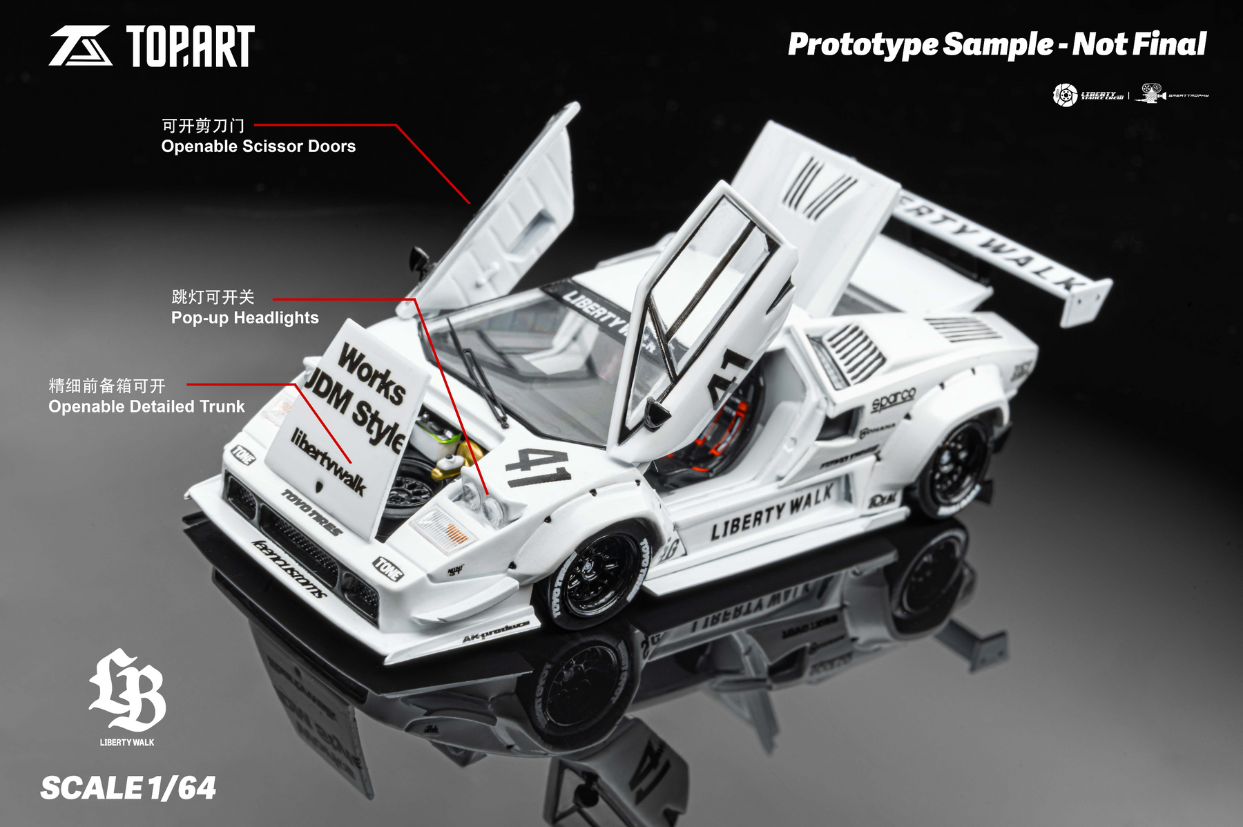 TOPART 1:64 LBWK Lamborghini Countach TAO640001 – Horizon Diecast