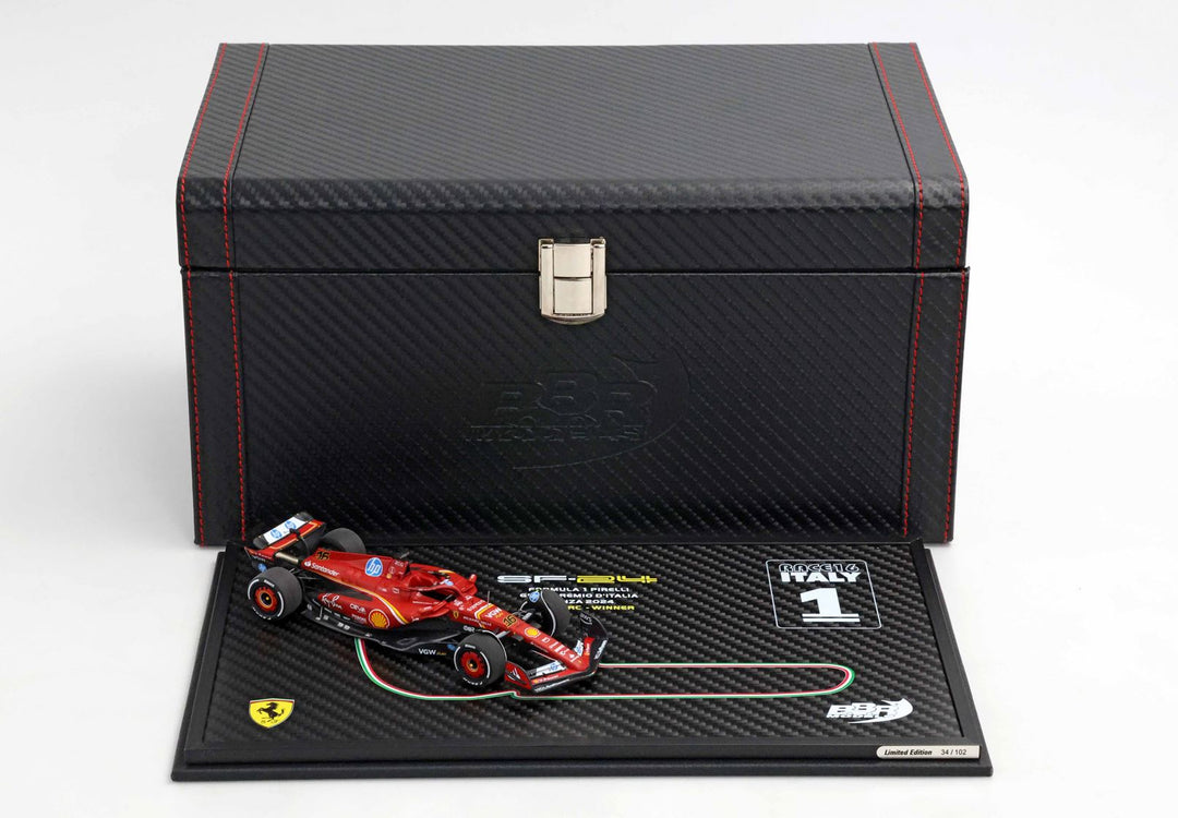 [Preorder] BBR Models 1:43 Ferrari SF24 Monza GP 2024 - Leclerc Winner Special carbon box BBRC307ACOF