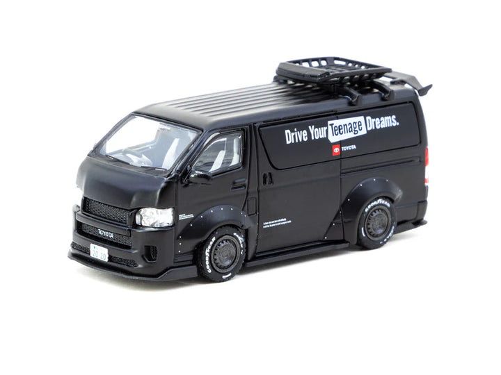 Tarmac Works 1:64 Toyota Hiace Widebody Black with Roof Rack T64-038-TO