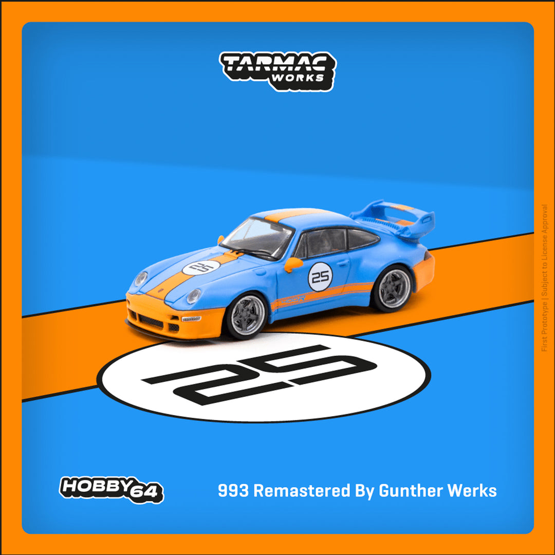 Tarmac Works 1:64 Porsche 993 Remastered By Gunther Werks Blue / Orange T64-TL054-BO
